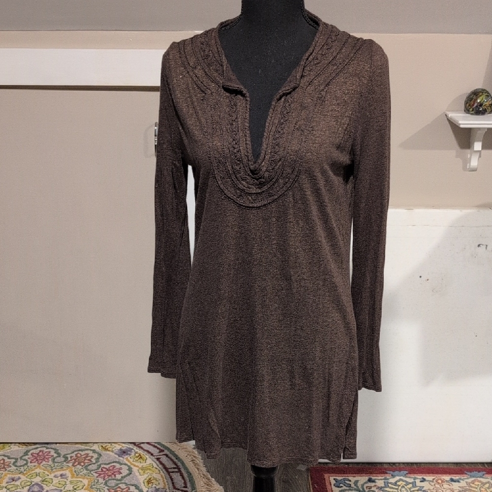 Elie Tahari Elegant Brown Tunic Top